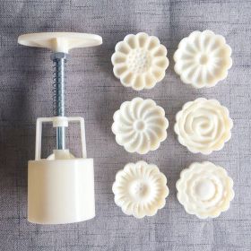 Plastic Mooncake Mold Hand-Press Flower Shaped Cookie Mold 6Pcs/set 50g DIY Baking Tool Pressed Fondant Cookie Moon Cake Cutter